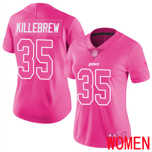 Detroit Lions Limited Pink Women Miles Killebrew Jersey NFL Football #35 Rush Fashion->women nfl jersey->Women Jersey